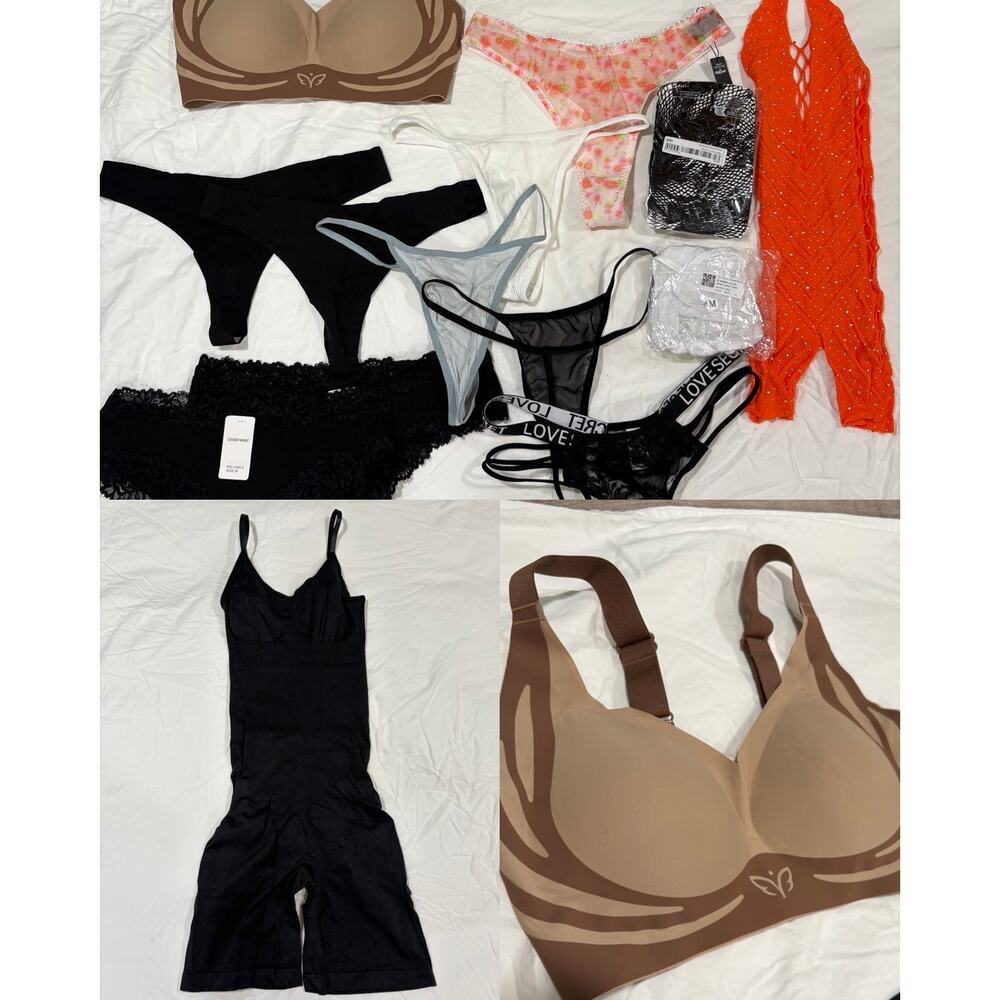 14 Piece NWT NWOT Lingerie Bundle Shapewear Bodysuit Bra Panties Thongs Medium
